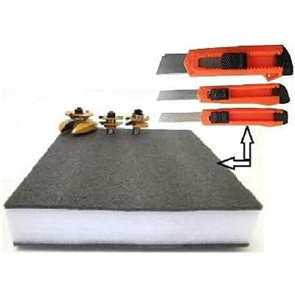Box Cutter/Utility Knife (3 PACK) with Kaizen Shaping Foam 2' x 2' - Retractable