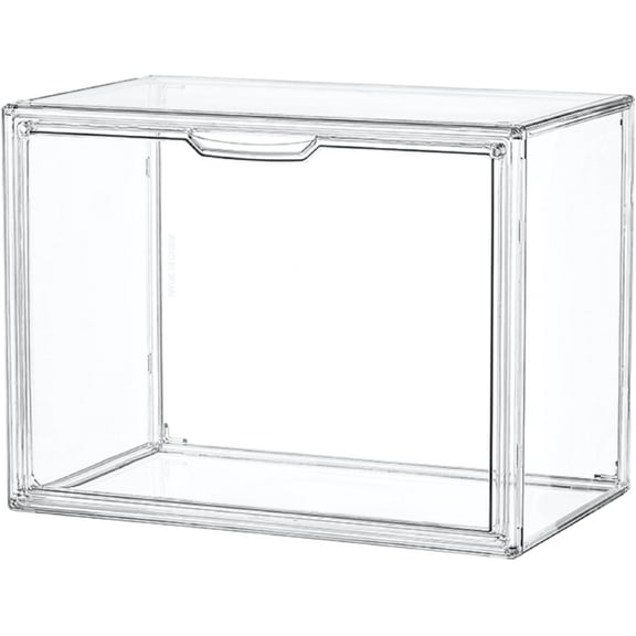 Box Display Case, Clear Plastic Stackable Storage Bins with Magnetic Attraction Lid, Showcase for Cosmetic, Large Figures Collectibles