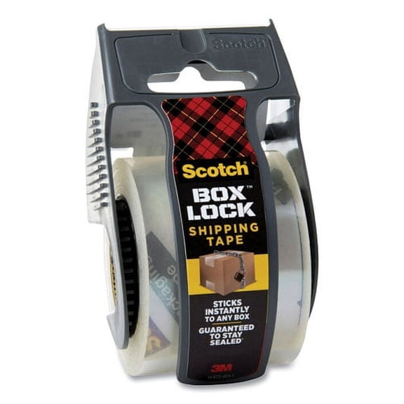 Box Lock Shipping Packaging Tape With Dispenser, 1.5" Core, 1.88" X 22.2 Yds, Clear | Bundle of 2 Each