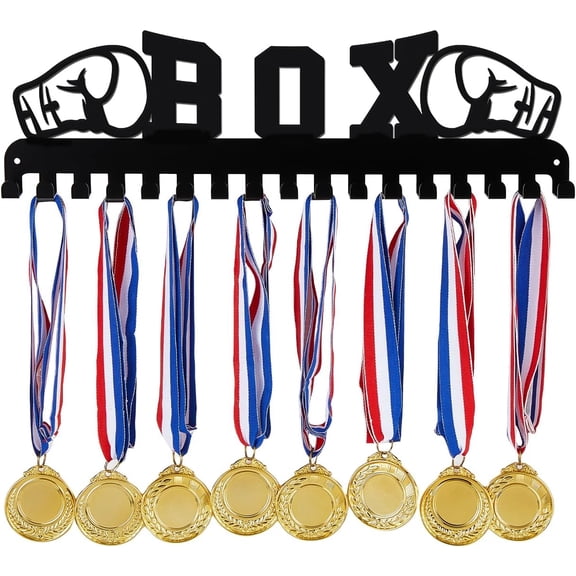Box Medal Hanger Display Box Award Metal Holder Rack Sports Medal Iron Shelf Medal Rack Organizer Ribbon Wall Mounted Box Race Medal Hanger for Athletes