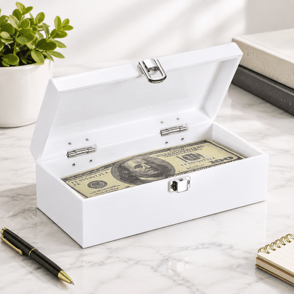 Box Money Holder Saving Organizer For Collector Single Row Tray Small Piggy Storboxes With Selatch White