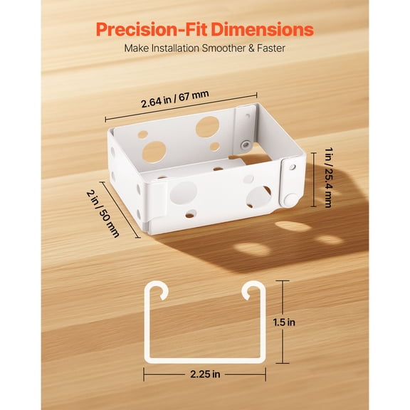 Box Mounting Brackets 2 Pcs Box Blind Bracket for Window Blinds Fit for 1.5 x 2.25 Inch Headrails with Self-Tapping Screws and Expansion Tubes Sturdy Iron for Blinds Installation White