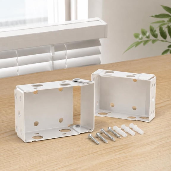 Box Mounting Brackets 2 Pcs, Iron Blind Brackets for 1.5 X 2.25 in Headrails, with Self-Tapping Screws and Expansion Tubes