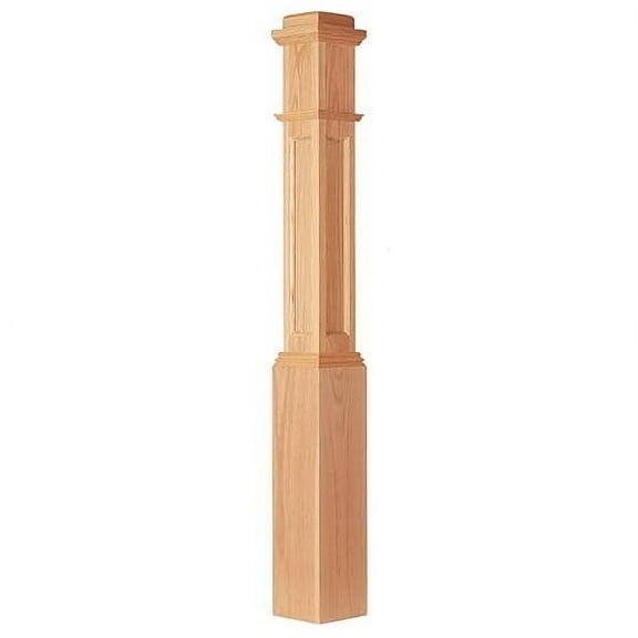 Box Newel Post Standard 6.25" Flat Panel Stair and Railing Post AFP4091 in Red Oak