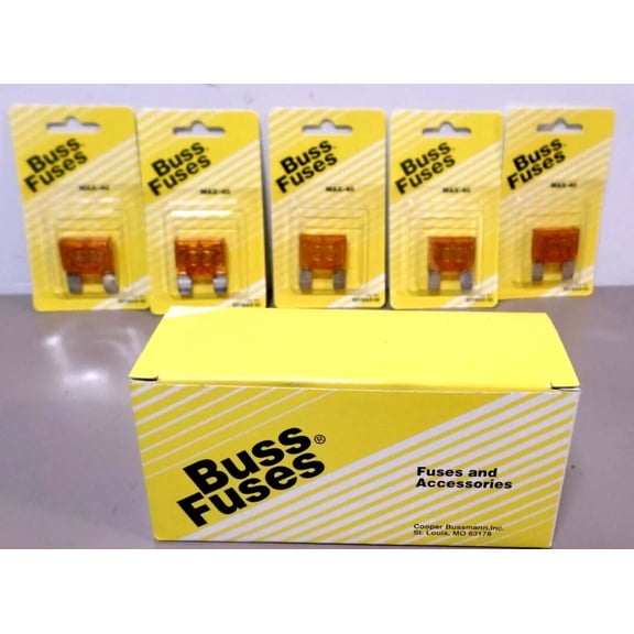 Box Of 5 - Buss Fuses 40 Amp / 32V Dc Automotive / Marine Blade Fuse Max-40