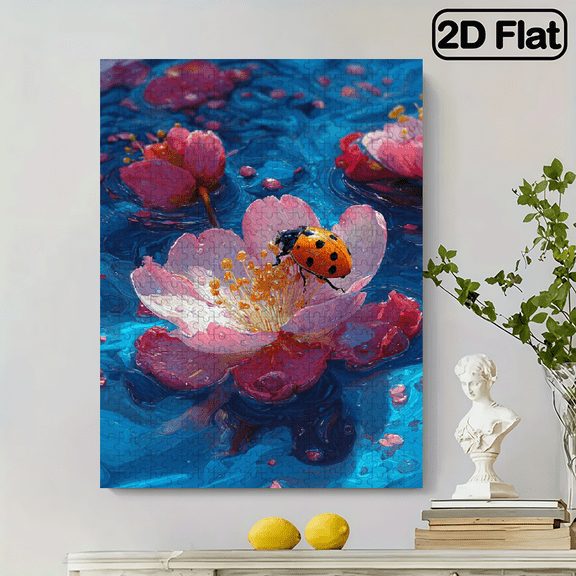 A Box Of( 500pcs) Adult Mini Puzzles, with Floral Ladybug Design - Scratch-Resistant, Challenging, Suitable for Adults, Family Entertainment, Home Decoration, And Gift Ideas to Challenge The Brain