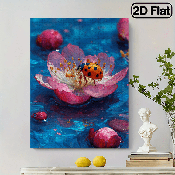 A Box Of( 500pcs) Adult Mini Puzzles, with Floral Ladybug Design - Scratch-Resistant, Challenging, Suitable for Adults, Family Entertainment, Home Decoration,  And Gift Ideas to Challenge The Brain