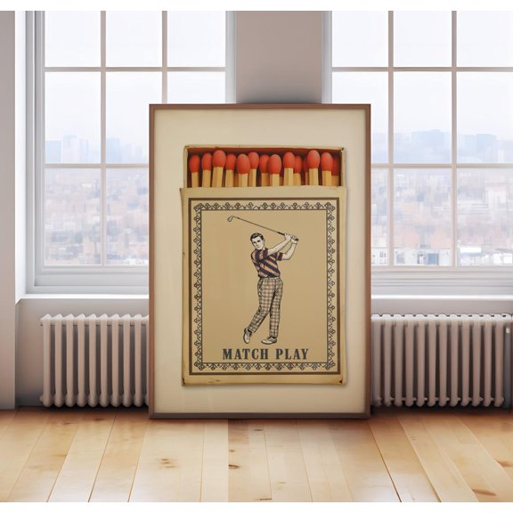 Box Of Matches Golf Print Golfing Wall Art Golf Gift Match Play Print, Unframed Paper Print