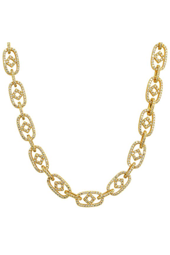 Box Oval Link CZ Hip Hop Iced Out Chain