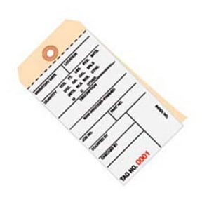 Box Packaging B43307 2 Part Carbonless Inventory Tags - 0500-0999 - No. 8 - 6.25 x 3.125 in. - Tan - Pack of 500
