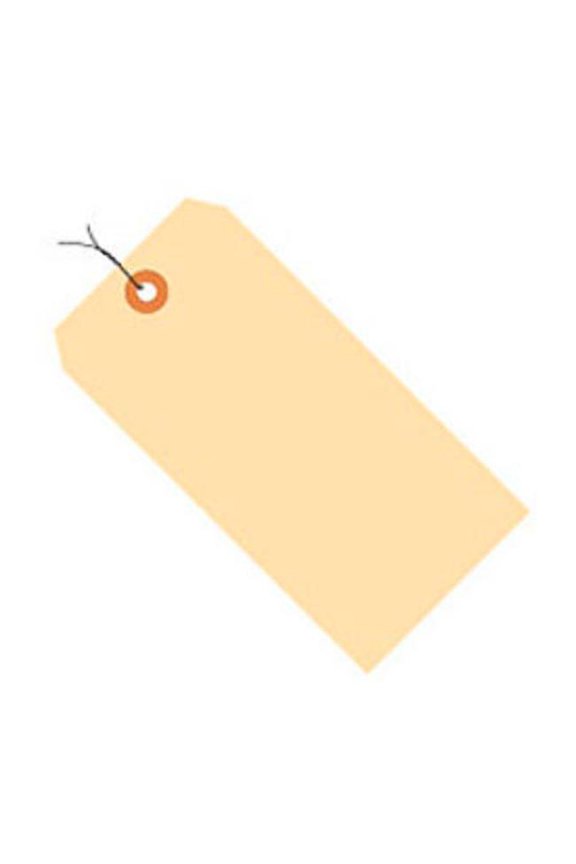 B43764 Manila Shipping Tags - Pre Wired - 10 Point - No. 7 - 5.75 x 2.875 in. - Tan - Pack of 1000