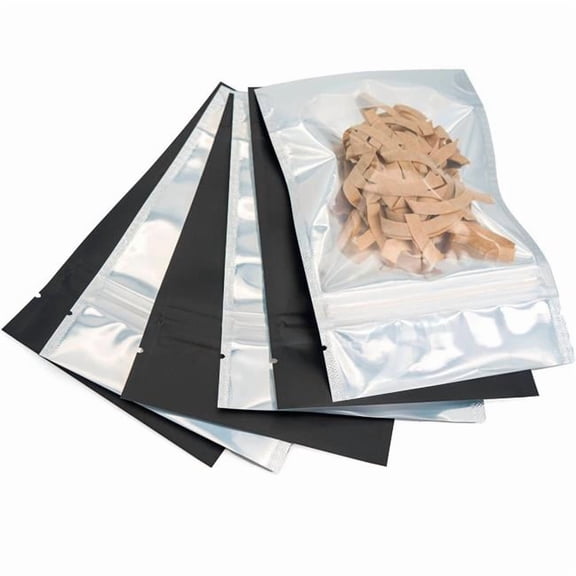 Box Packaging B3203899 Matte Stand-Up Barrier Pouches, 5 x 8 x 2.5 in. 5 Mil - Black Back - Pack of 1000