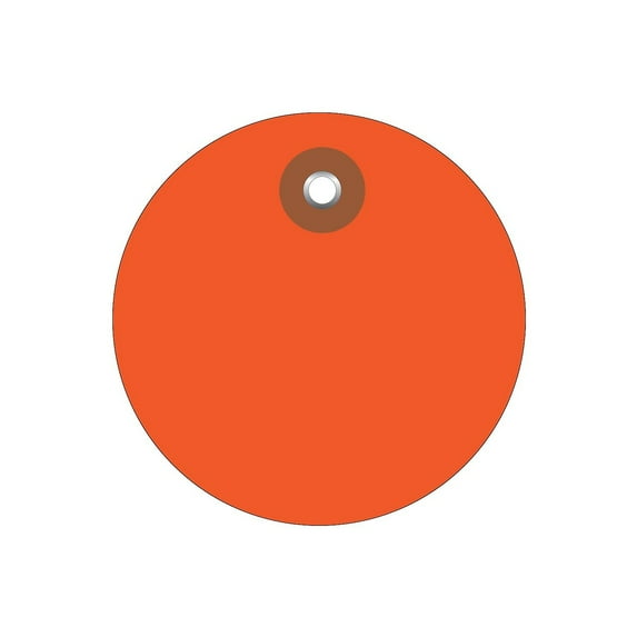 Box Partners Plastic Circle Tags 3" Orange 100/Each G26074