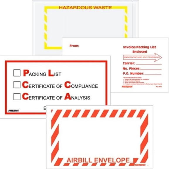 Box Partners 5 .5 x 10 in. 2 Mil Poly Red & Black Packing List & Cert of Compliance Analysis Enclosed Envelopes
