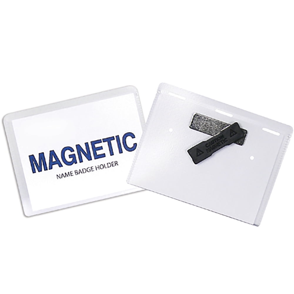 Box Partners Badge Holders Magnetic 4" x 3" Clear 20/Case BH100