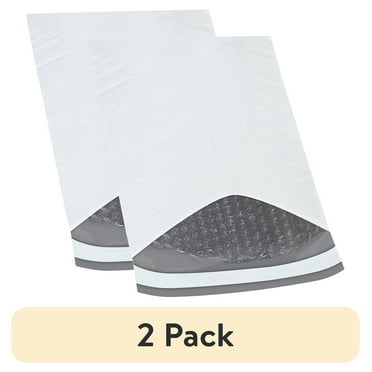 (2 pack) Box Partners Bubble Lined Poly Mailers 7 1/4" x 8" White 25/Case B82725PK