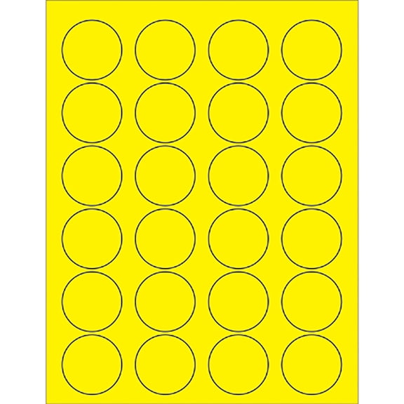 Box Partners Circle Laser Labels 1 5/8" Fluorescent Yellow 2400/Case LL193YE
