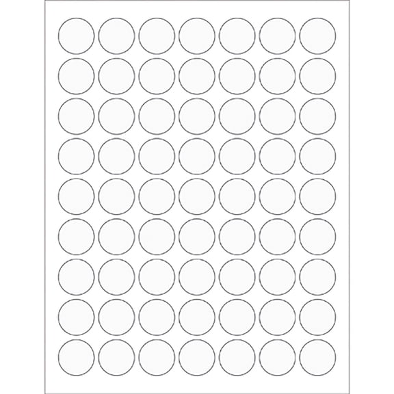 Office Depot® Brand Circle Laser Labels, LL230CL, 1", Clear, 63 Labels Per Sheet, Case Of 100 Sheets