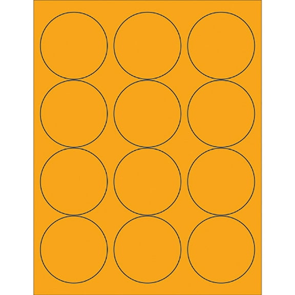 Box Partners Circle Laser Labels 2 1/2" Fluorescent Orange 1200/Case LL194OR