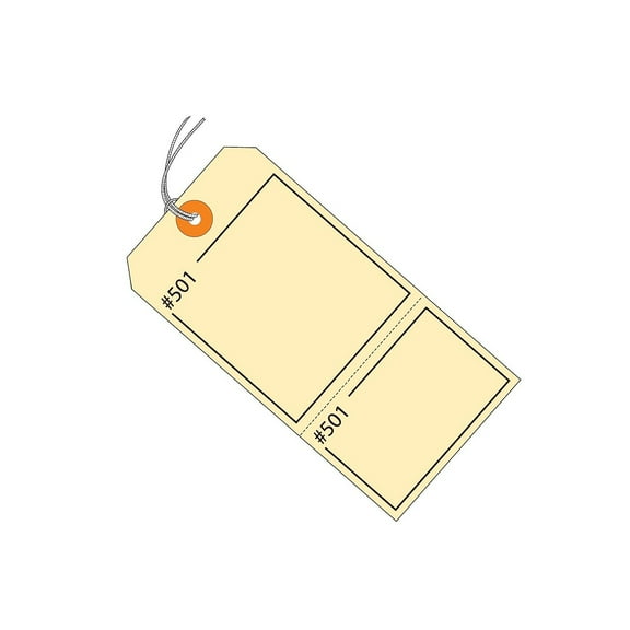 Box Partners Claim Tags Consecutively Numbered Pre-Strung 4 3/4" x 2 3/8" Manila 1000/Case G26210