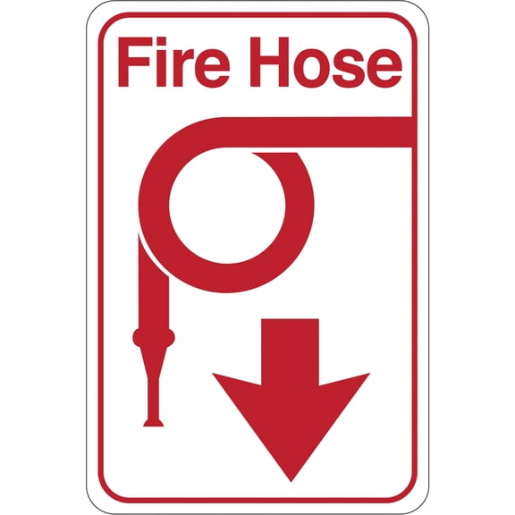 Box Partners "Fire Hose" Facility Sign 9" x 6" Red/White 1/Each SN402