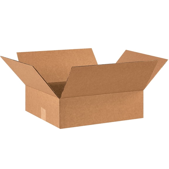 Box Partners Flat Corrugated Boxes 14" x 12" x 3" Kraft 25/Bundle 14123R