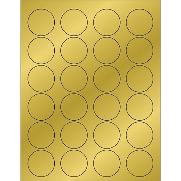 Box Partners Foil Circle Laser Labels 1 5/8" Gold 2400/Case LL216GD