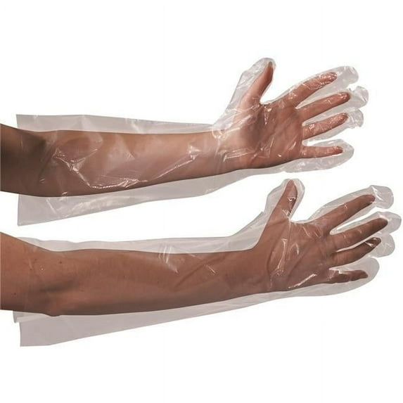 Box Partners GLV2221 Clear Poly Gloves 18 in. Elbow Length - Case of 100