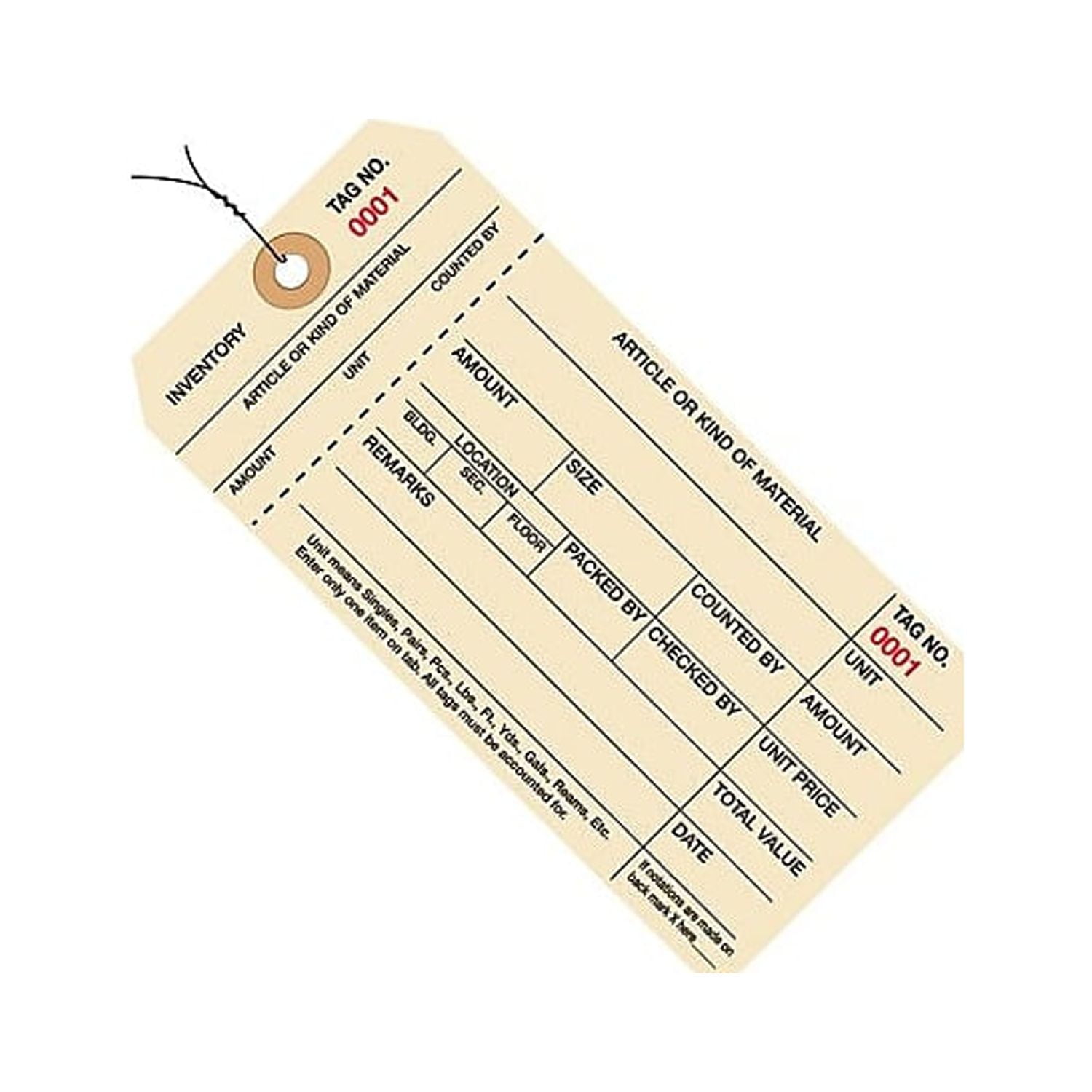 Box Partners Inventory Tags 1 Part Stub Style 8 PreWired (20002999) 6 1/4" x 3 1/8" M G18033