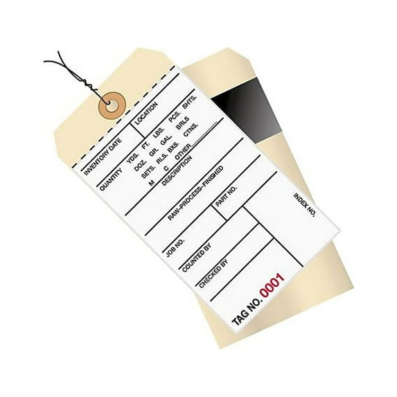 Box Partners Inventory Tags 2 Part Carbon Style #8 Pre-Wired (0500-0999) 6 1/4" x 3 1/8" Whit G17023