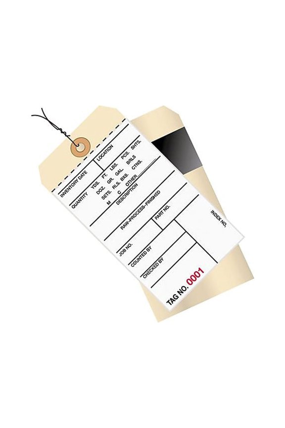 Inventory Tags 2 Part Carbon Style #8 Pre-Wired (2500-2999) 6 1/4" x 3 1/8" Whit G17063