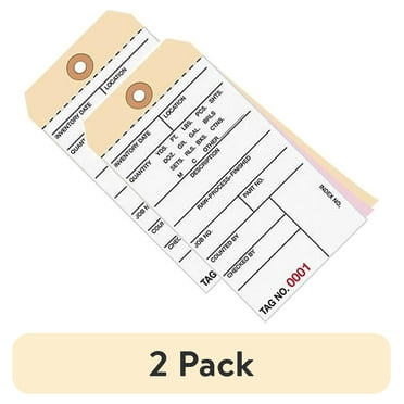 (2 pack) Box Partners Inventory Tags 3 Part Carbonless # 8 (7000-7499) 6 1/4" x 3 1/8" White/Manila 50 G16151