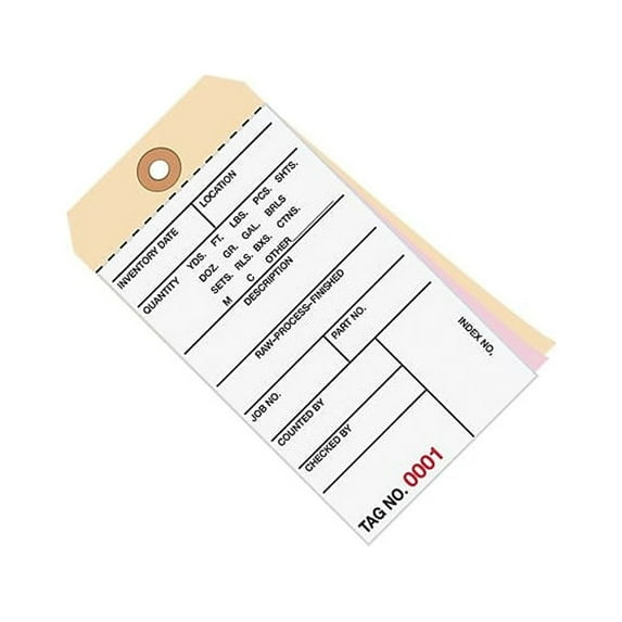 Box Partners Inventory Tags 3 Part Carbonless # 8 (7000-7499) 6 1/4" x 3 1/8" White/Manila 50 G16151