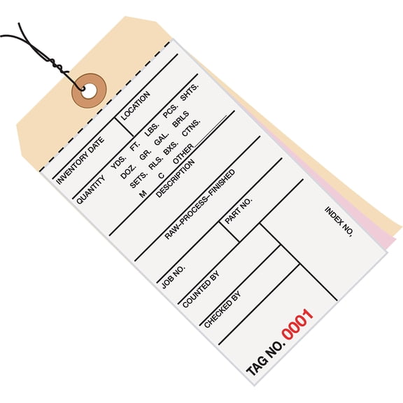 Box Partners Inventory Tags 3 Part Carbonless #8 Pre-Wired (3000-3499) 6 1/4" x 3 1/8" White/ G16073