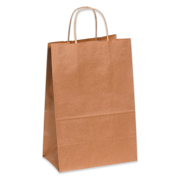 Box Partners Paper Shopping Bags 10" x 5" x 13" Kraft 250/Case BGS104K