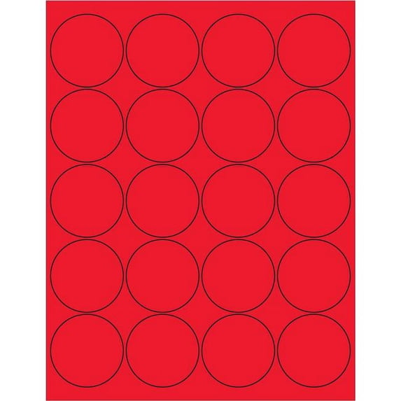 Box Partners LL197RD 2 in. Fluorescent Circle Laser Labels, Red