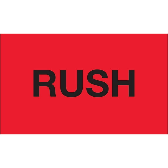 Tape Logic Label,Rush,Flourescent Red,PK500 DL1368