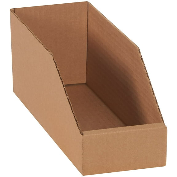 Box Partners Open Top Bin Boxes 4" x 12" x 4 1/2" Kraft 50/Bundle BINMT412K