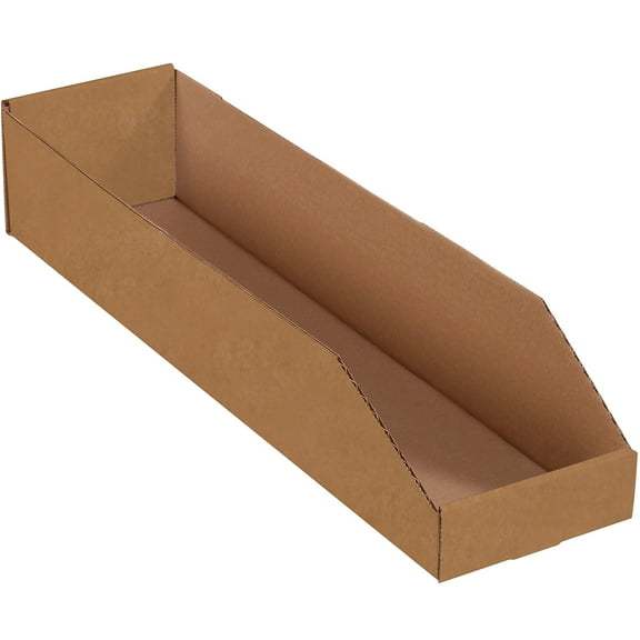 Box Partners Open Top Bin Boxes 6" x 24" x 4 1/2" Kraft 50/Bundle BINMT624K