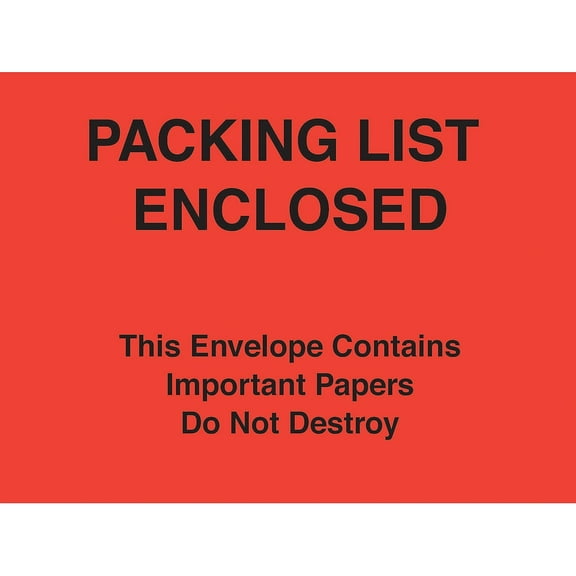 Box Partners "Packing List Enclosed" Important Papers Enclosed Envelopes (Paper Face) 7" x 6" PL483