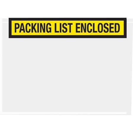 Box Partners "Packing List Enclosed" Envelopes 7" x 5 1/2" Yellow 1000/Case PL456