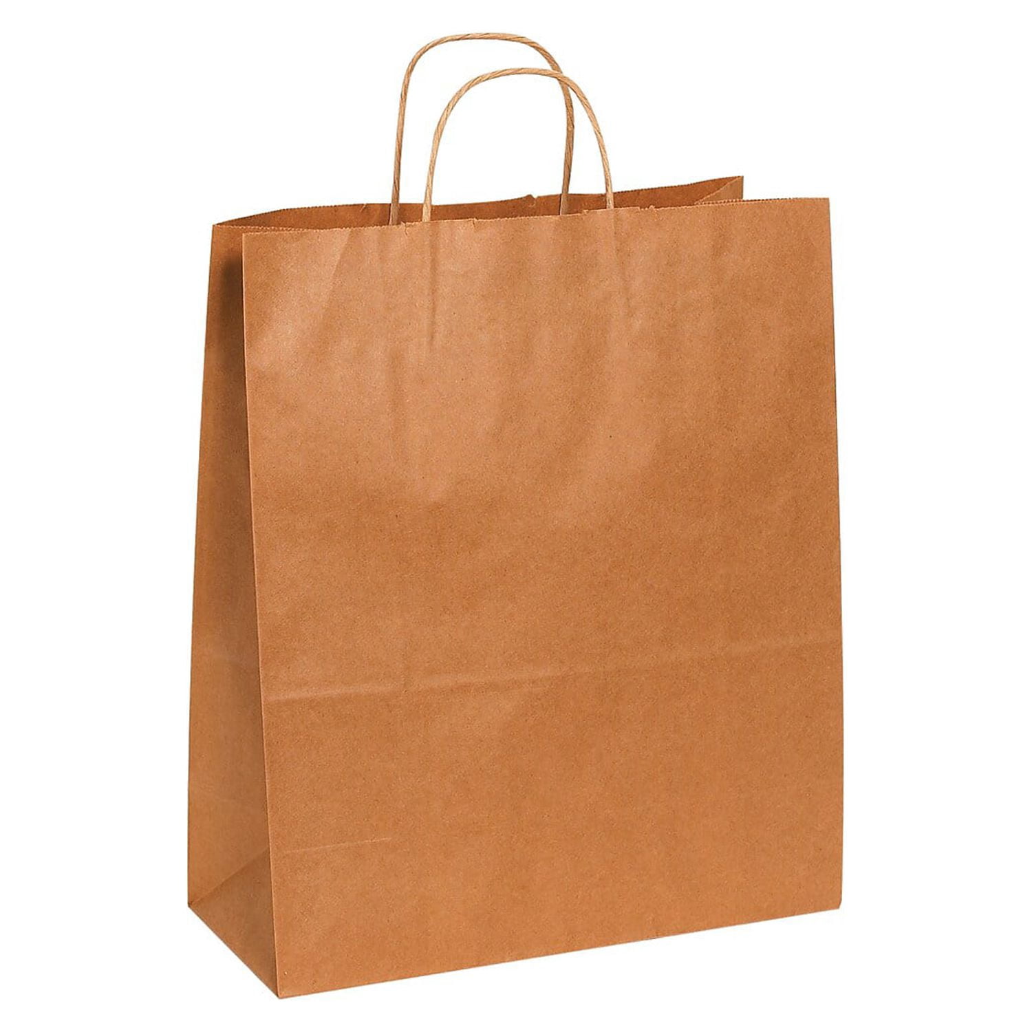 Partners Brand Paper Shopping Bags, 15 3/4"H x 13"W x 6"D, Kraft, Case Of 250