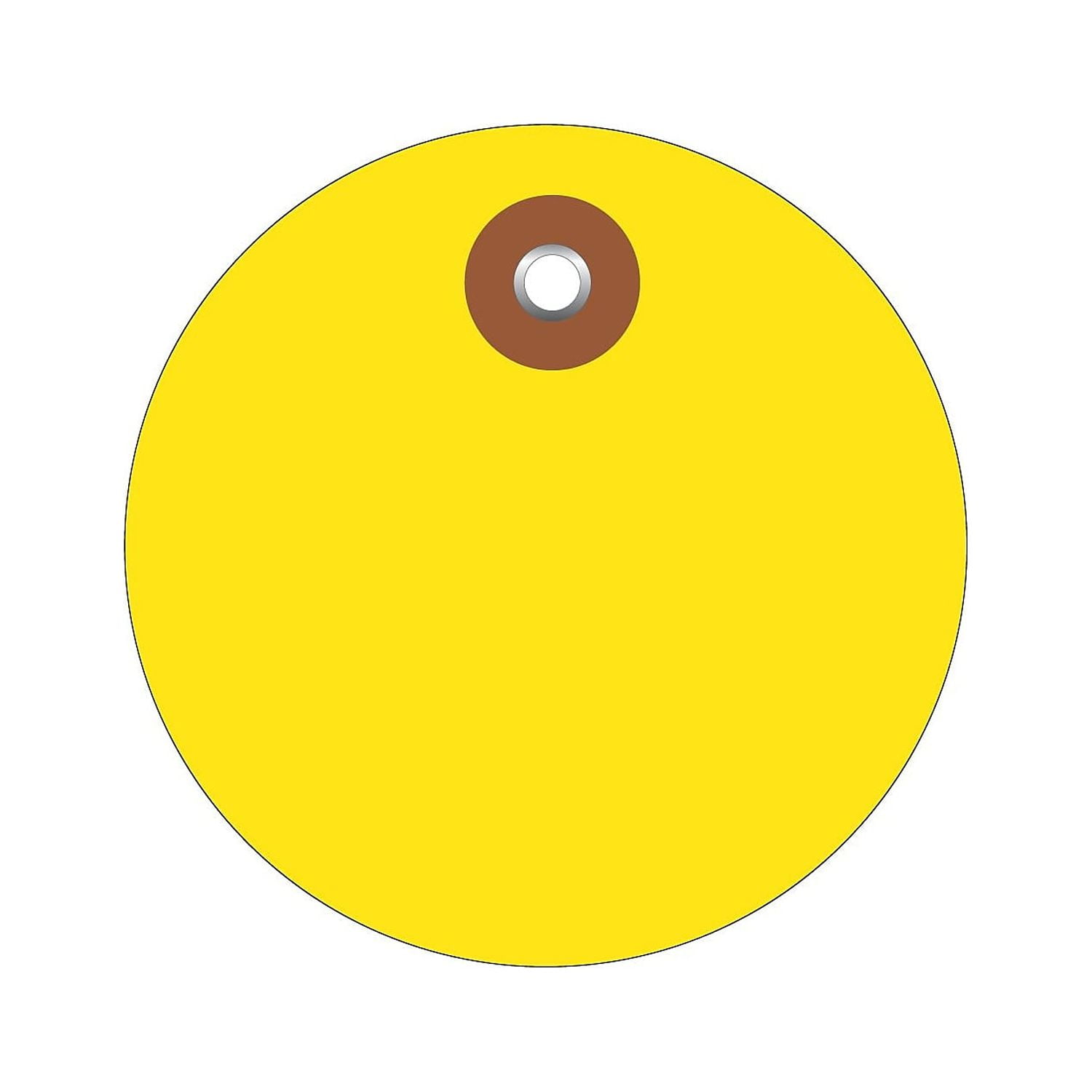 Box Partners Plastic Circle Tags 2" Yellow 100/Each G26066