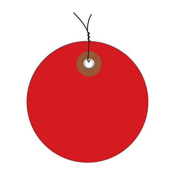 Box Partners Plastic Circle Tags Pre-Wired 2" Red 100/Each G26070W