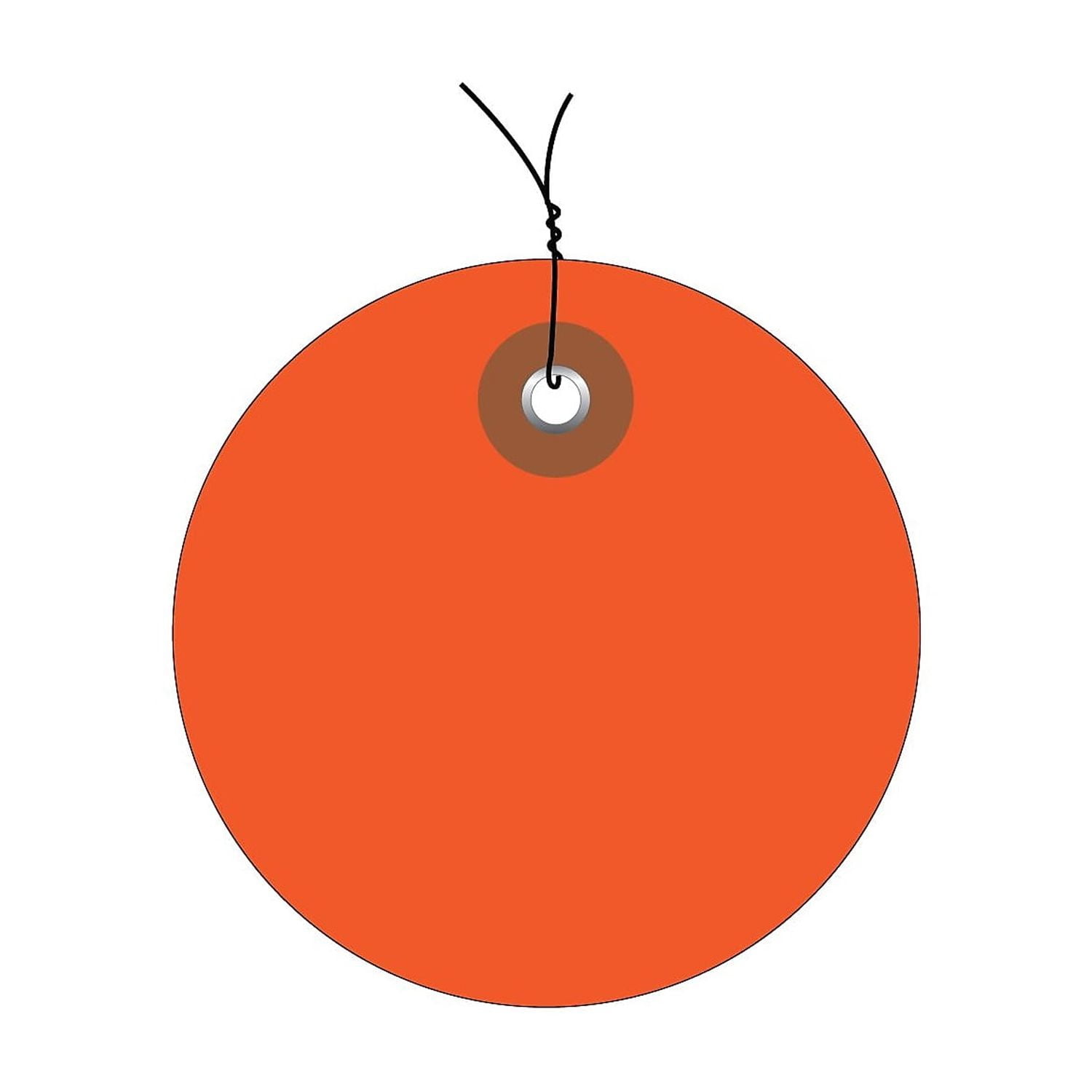Box Partners Plastic Circle Tags Pre-Wired 3" Orange 100/Each G26074W