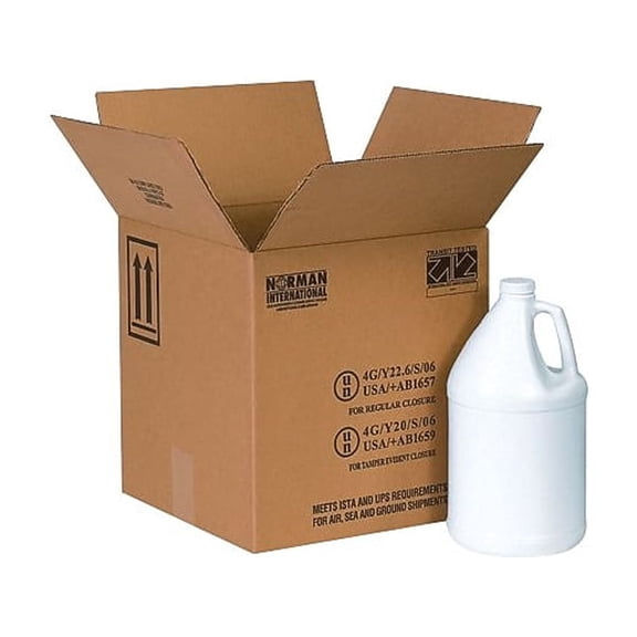Box Partners Plastic Jug Haz Mat Boxes 1 - 1 Gallon 6" x 6" x 12 3/4" Kraft 20/Bundle HAZ1050