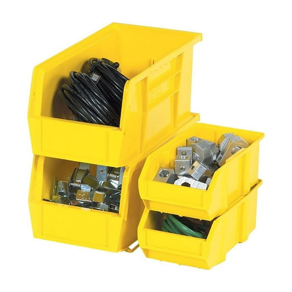 Box Partners Plastic Stack & Hang Bin Boxes 18" x 11" x 10" Yellow 4/Case BINP1811Y