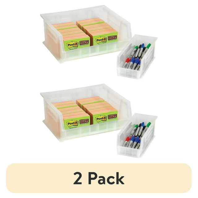 (2 pack) Box Partners Plastic Stack & Hang Bin Boxes 5 3/8" x 4 1/8" x 3" Clear 24/Case BINP0543CL