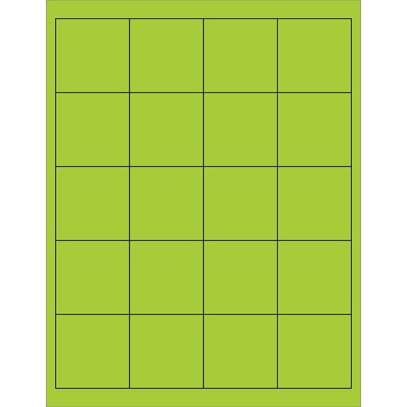 Box Partners Rectangle Laser Labels 2" x 2" Fluorescent Green 2000/Case LL172GN
