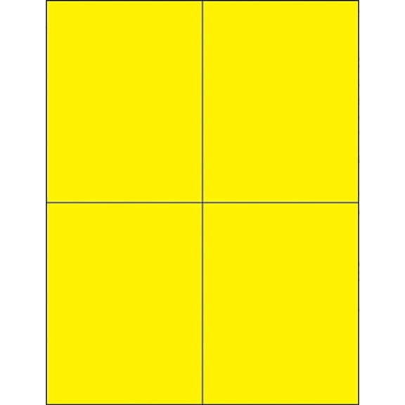Box Partners Rectangle Laser Labels 4 1/4" x 5 1/2" Fluorescent Yellow 400/Case LL183YE